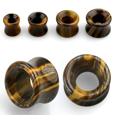 Double Flared Tiger's Eye Stone Ear Gauges Tunnels