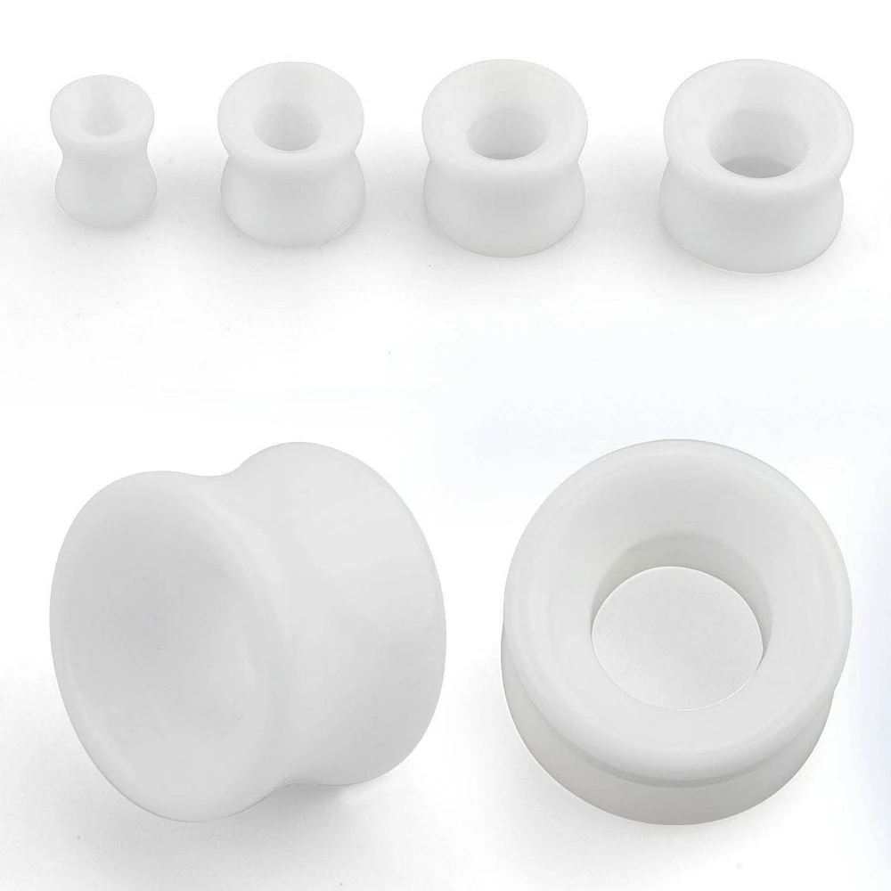 Double Flared White Ivory Stone Ear Gauges Tunnels