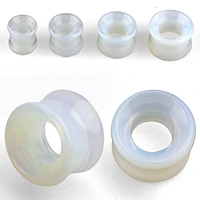 Double Flared White Opal Stone Ear Gauges Tunnels