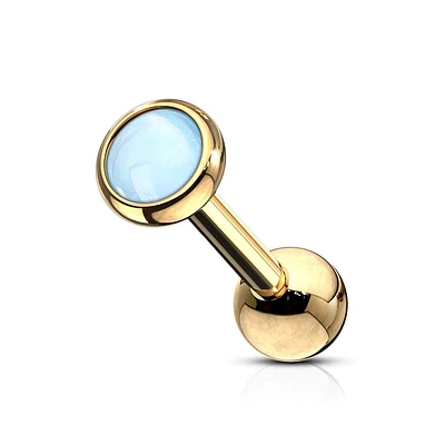 Gold Plated Surgical Steel Blue Stone Ball Back Cartilage Ring Barbell