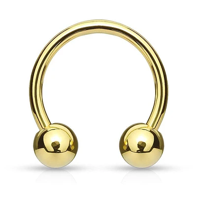 Gold Plated Surgical Steel Circular Horseshoe Tragus Cartilage Barbell with Ball Ends