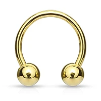 Gold Plated Surgical Steel Circular Horseshoe Tragus Cartilage Barbell with Ball Ends