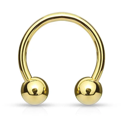 Gold Plated Surgical Steel Circular Horseshoe Tragus Cartilage Barbell with Ball Ends