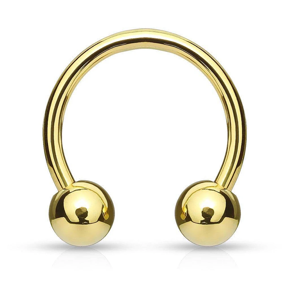 Gold Plated Surgical Steel Circular Horseshoe Tragus Cartilage Barbell with Ball Ends