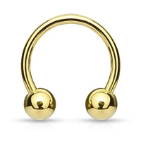 Gold Plated Surgical Steel Circular Horseshoe Tragus Cartilage Barbell with Ball Ends
