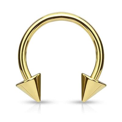 Gold Plated Surgical Steel Circular Horseshoe Tragus Cartilage Barbell with Spike Ends