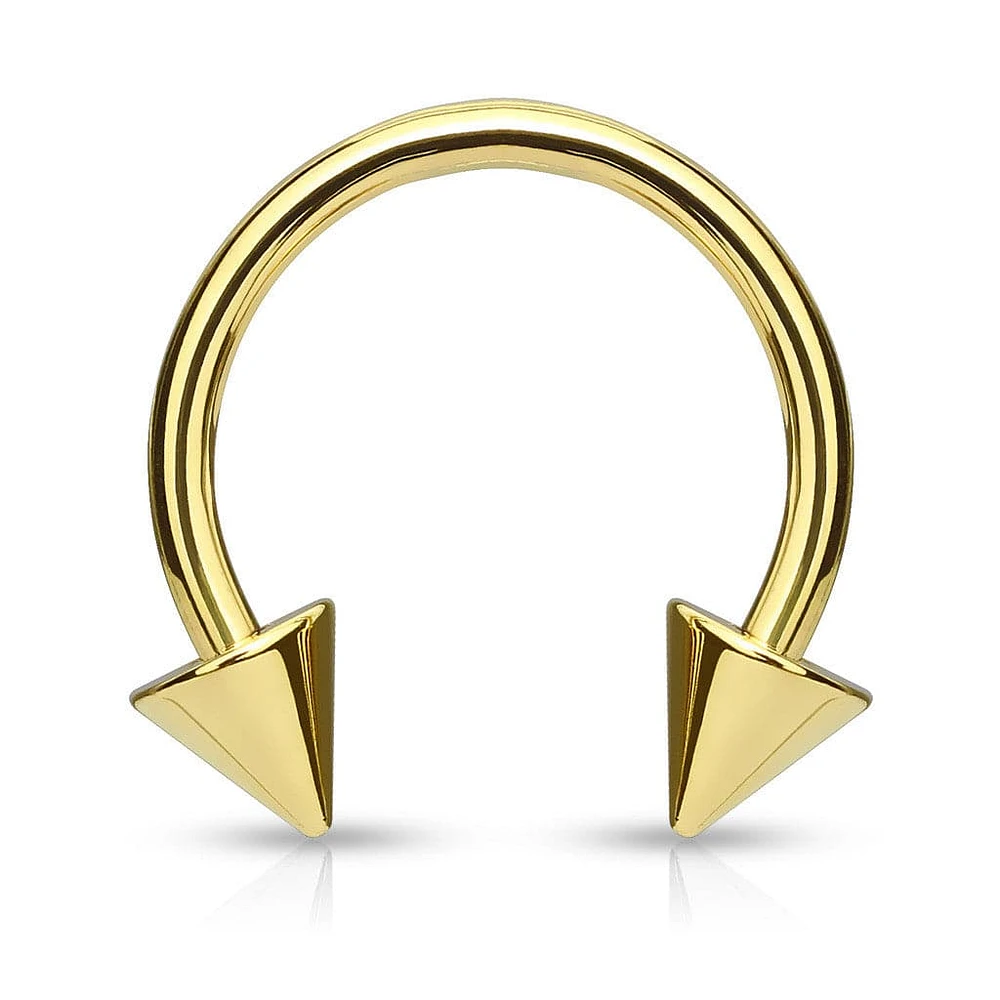 Gold Plated Surgical Steel Circular Horseshoe Tragus Cartilage Barbell with Spike Ends