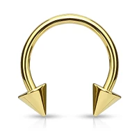 Gold Plated Surgical Steel Circular Horseshoe Tragus Cartilage Barbell with Spike Ends