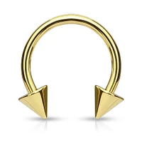 Gold Plated Surgical Steel Circular Horseshoe Tragus Cartilage Barbell with Spike Ends