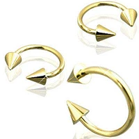 Gold Plated Surgical Steel Circular Horseshoe Tragus Cartilage Barbell with Spike Ends