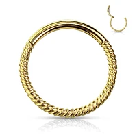 Gold Plated Surgical Steel Multi Use Braided Twisted Hinged Hoop Ring Clicker