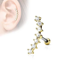 Gold Plated Surgical Steel White Curved CZ Helix Barbell