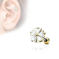 Gold Plated Surgical Steel White CZ Flower Helix Barbell