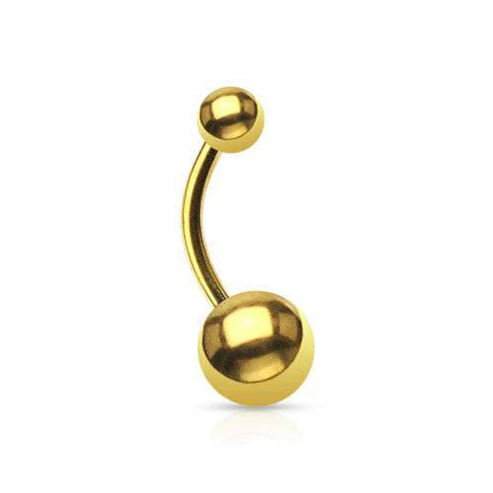 Gold PVD 316L Surgical Steel Double Ball Basic Belly Ring