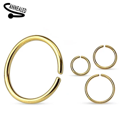 Gold PVD High Polished Surgical Steel High Polished Easy Bend Nose, Cartilage Hoop Ring