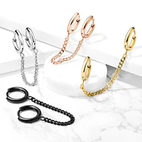 Gold PVD Surgical Steel Chain Link Double Hoop Earring