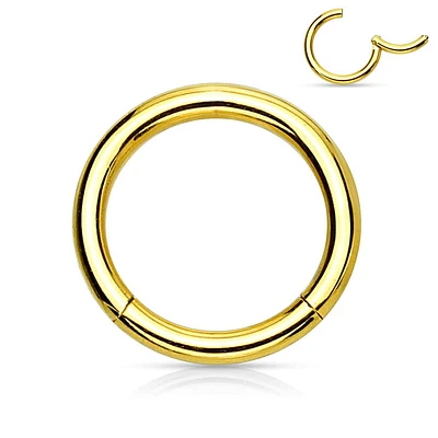 Gold Surgical Steel Hinged Clicker CBR Helix Tragus Cartilage Septum Hoop Ring