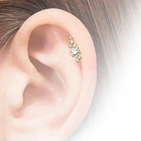 Gold Surgical Steel Star CZ Crystal Helix Barbell