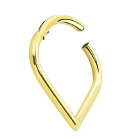 316L Surgical Steel Gold PVD V Shape Hinged Clicker Hoop