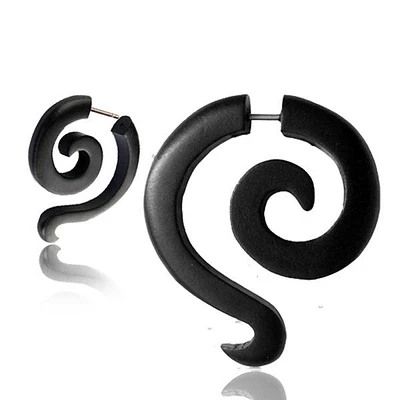 Hand Carved Black Narra Wood Long Tail Fake Ear Spiral