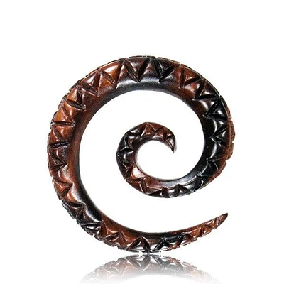 Hand Carved Organic Narra Wood Ear Spirals