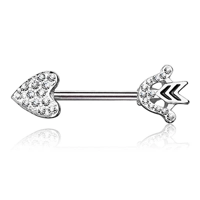 Heart & Arrow CZ Nipple Ring Barbell