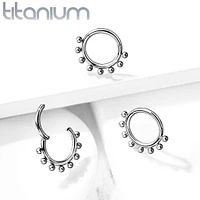 Implant Grade Titanium Beaded Tribal Hinged Septum Ring Hoop Clicker