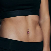 Implant Grade Titanium Black PVD Double Ball White CZ Gem Belly Ring