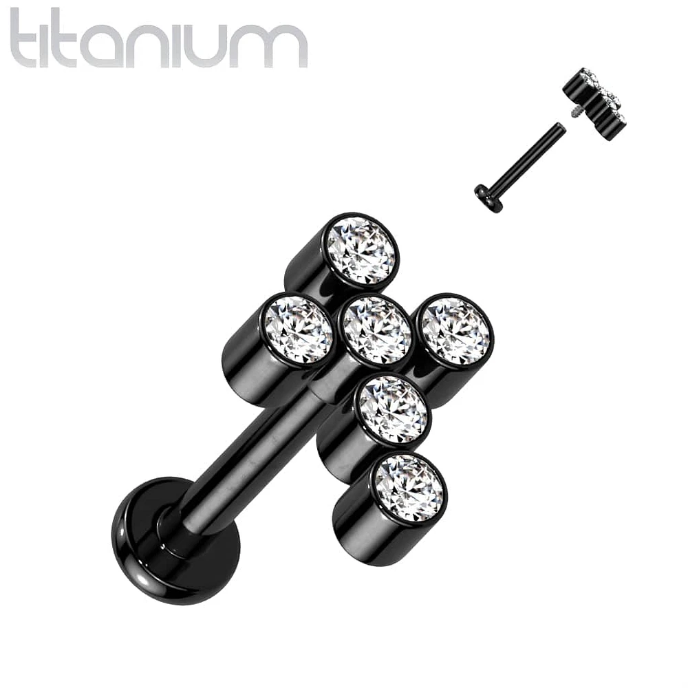 Implant Grade Titanium Black PVD Internally Threaded White Cross Labret