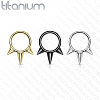 Implant Grade Titanium Black PVD Spike Hinged Septum Ring Hoop Clicker