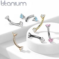 Implant Grade Titanium Curved Barbell Internally Threaded Aqua CZ