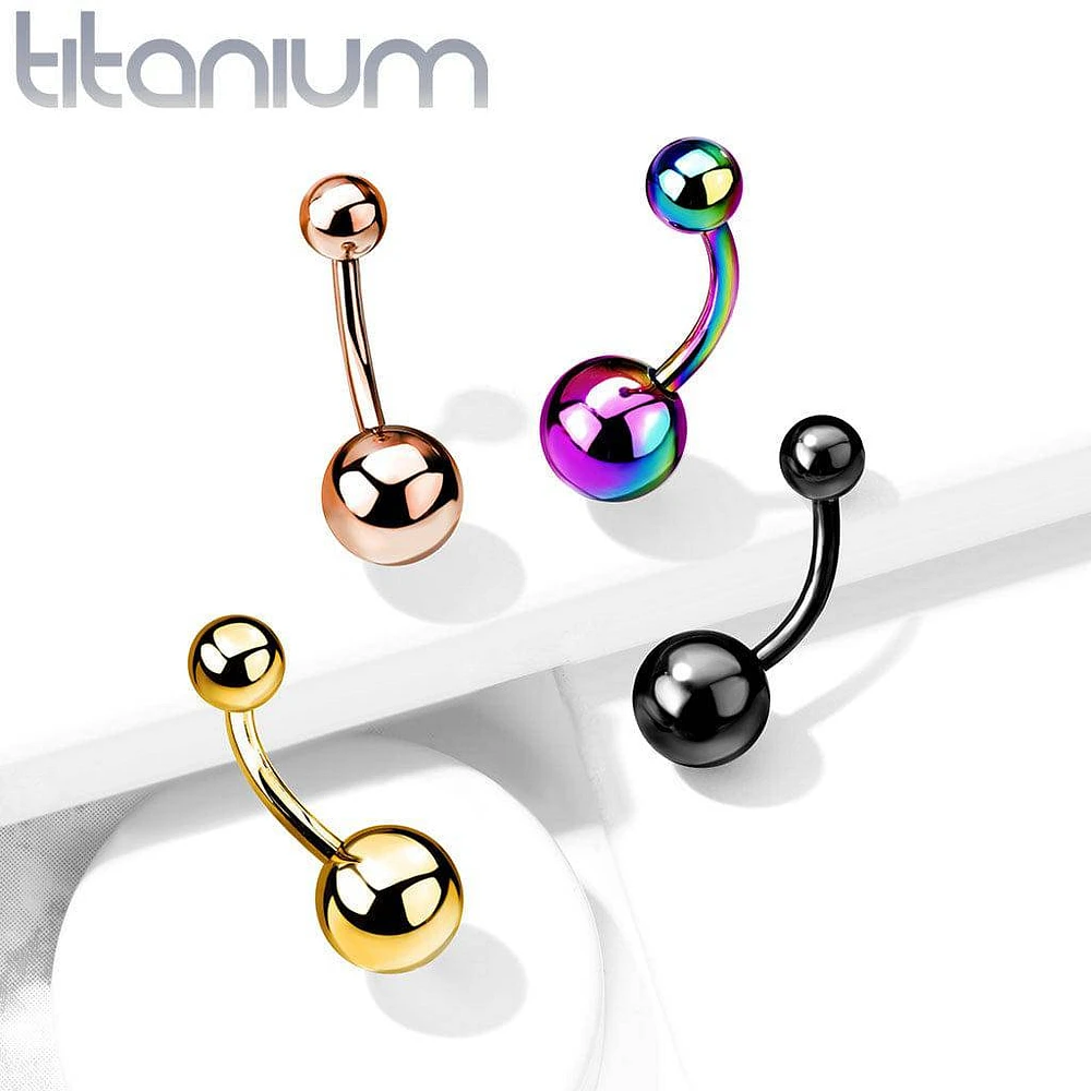 Implant Grade Titanium Gold PVD Ball Stud Belly Ring