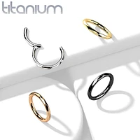 Implant Grade Titanium Gold PVD Dainty Ridged Design Hinged Clicker Hoop Ring