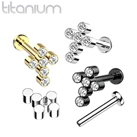 Implant Grade Titanium Gold PVD Internally Threaded White Cross Labret