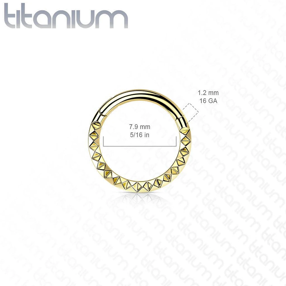 Implant Grade Titanium Gold PVD Ridged Design Hinged Hoop Septum Clicker Ring