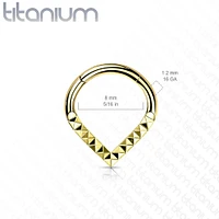 Implant Grade Titanium Gold PVD V Shaped Ridged Septum Clicker Hinged Hoop