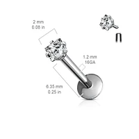 Implant Grade Titanium Internally Threaded Prong Square CZ Labret
