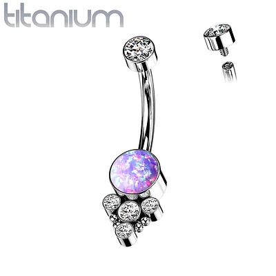 Implant Grade Titanium Internally Threaded Opal Boho Belly Ring