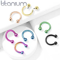 Implant Grade Titanium Internally Threaded Rainbow PVD Horseshoe Circular Barbell