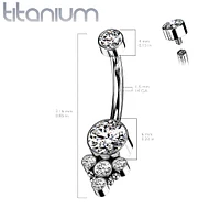 Implant Grade Titanium Internally Threaded White CZ Boho Belly Ring