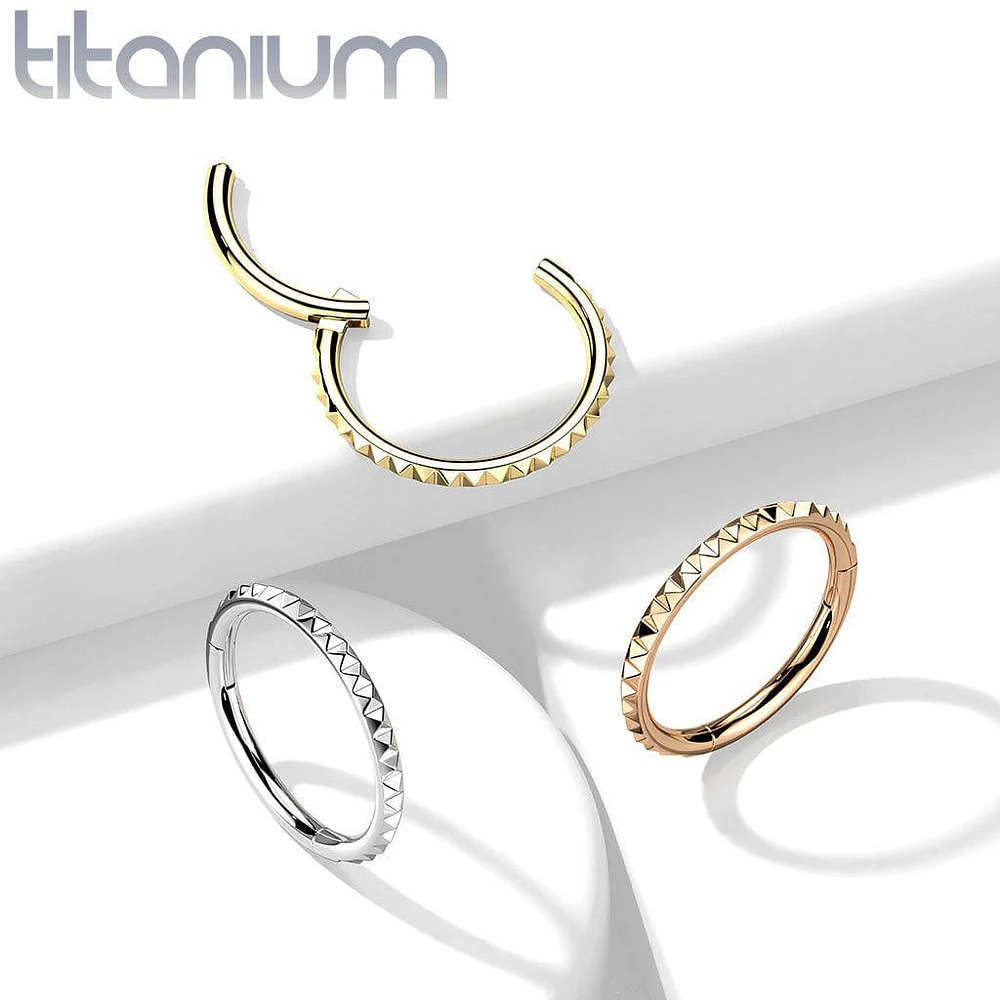 Implant Grade Titanium Ridged Hinged Hoop Clicker Ring