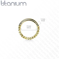 Implant Grade Titanium Rose Gold PVD Ridged Design Hinged Hoop Septum Clicker Ring