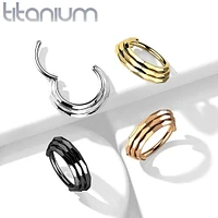 Implant Grade Titanium Rose Gold PVD Triple Layer Hinged Clicker Hoop