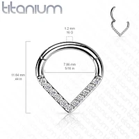 Implant Grade Titanium Rose Gold PVD V Shaped Septum Ring Clicker Hoop White CZ Gems