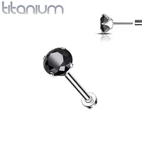 Implant Grade Titanium Threadless Push In Labret Flat Back CZ Stud