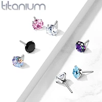 Implant Grade Titanium Threadless Push In Labret Flat Back Vitrail Medium CZ Stud