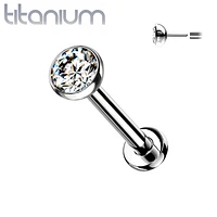 Implant Grade Titanium Threadless Push In Nose Ring White CZ Stud with Flat Back