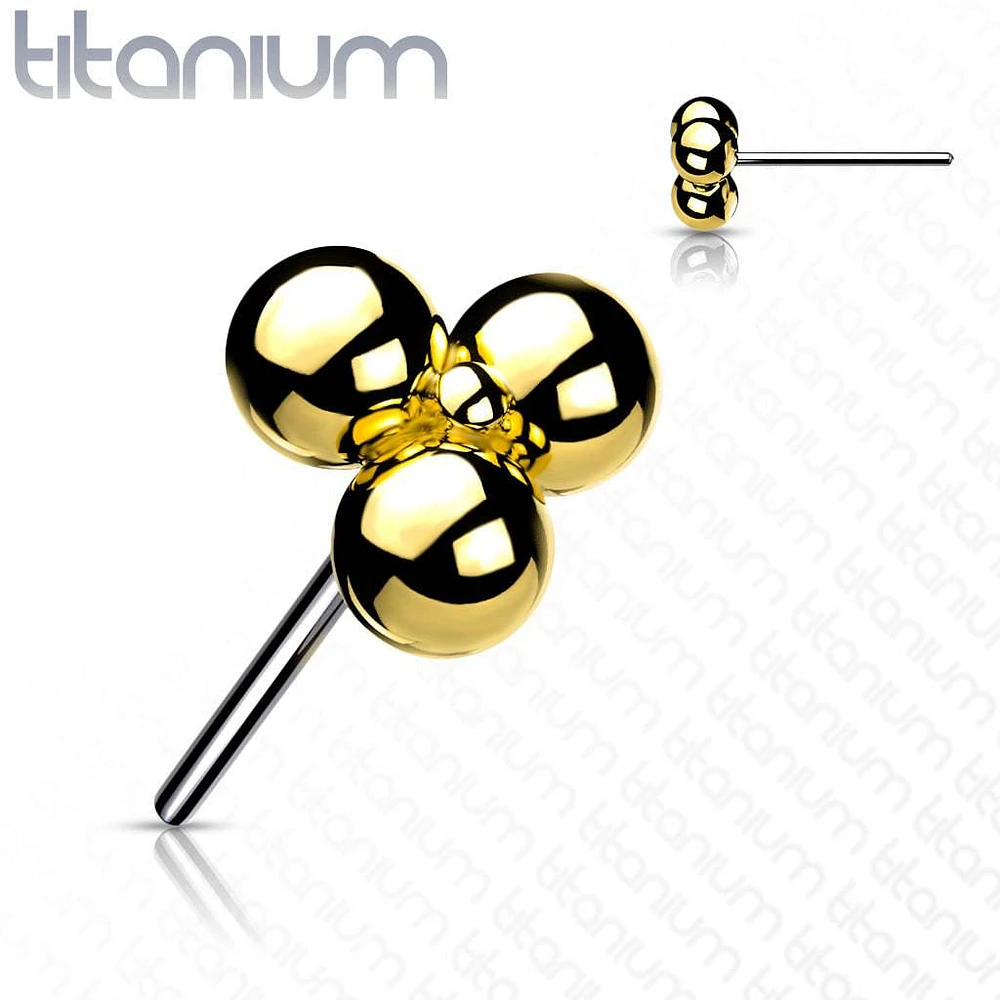 Implant Grade Titanium Threadless Push In Tragus/Cartilage Gold PVD Trillium Labret Stud