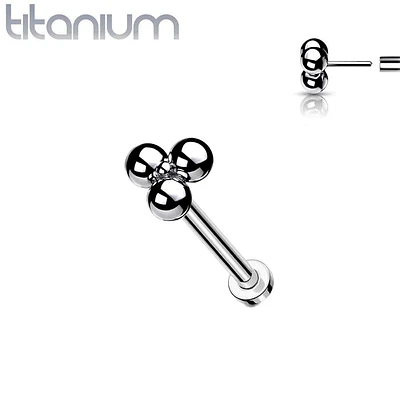 Implant Grade Titanium Threadless Push In Tragus/Cartilage Trillium Labret Stud