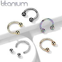 Implant Grade Titanium White CZ Gem Pave Horseshoe